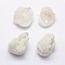 Electroplated Natural Druzy Crystal Pendants, with Real Platinum Plated Brass Finding, Nuggets, AB Color Plated, 35.5~42x22~33x10~25mm, Hole: 3.5x6mm