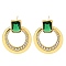 Brass Cubic Zirconia & Glass Stud Earrings, Cadmium Free & Lead Free, Real 18K Gold Plated, 26.5x21.5mm