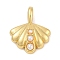 ABS Plastic Imitation Pearl Pendants, Shell Shape, with Rack Plating Brass Findings, Cadmium Free & Lead Free, Lasting Plated, Real 18K Gold Plated, 17.5x15x4.5mm, Hole: 4.5x2.5mm