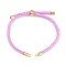 Adjustable Nylon Cotton Cord Making, with Rack Plating Brass Findings, Golden, Violet, 4-3/4~8-7/8 inch(12~22.5cm), 3mm, Hole: 2mm
