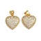 Brass Micro Pave Cubic Zirconia Pendants, Heart, Real 16K Gold Plated, 18x15x4mm, Hole: 3.5x4mm