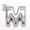Non-Tarnish 201 Stainless Steel Charms, Letter M, Stainless Steel Color, 15x15.2x3.2mm, Hole: 1.2mm