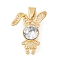 Brass Micro Pave Cubic Zirconia Pendants, Cadmium Free & Nickel Free & Lead Free, with Glass, Real 18K Gold Plated, Rabbit Charms, Clear, 23.5x18.5x7mm, Hole: 6.5x3.5mm