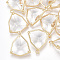 Glass Pendants, with Brass Findings, Faceted, Heteromorphism, Golden, Clear, 21.5x18x8mm, Hole: 1.5mm
