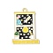 Alloy Enamel Pendants, Rectangle with Spaceship Charm, Light Gold, Black, 34x24.5x1.5mm, Hole: 2mm