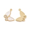 Brass Micro Pave Clear Cubic Zirconia Pendants, Cadmium Free & Nickel Free & Lead Free, with White Shell, Butterfly Charms, Real 18K Gold Plated, 13.5x17.5x2mm, Hole: 1.2mm