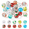 Pandahall 20Pcs 10 Colors Transparent Glass Beads, Hand Drawn Beads, with Flower & Cloud & Flower & Fruit & Rabbit Enamel Pattern, Round, Mixed Color, 14~15x13~13.5mm, Hole: 1.5~1.6mm, 2Pcs/color