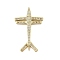 Plane Rack Plating Brass Micro Pave Cubic Zirconia Pendants, Long-Lasting Plated, Lead Free & Cadmium Free, Real 18K Gold Plated, 38x24.5x6.5mm, Hole: 3.5x5mm