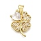 Rack Plating Brass Micro Pave Cubic Zirconia Pendants, Clover, Cadmium Free & Lead Free, Long-Lasting Plated, Real 18K Gold Plated, 19x14x4.5mm, Hole: 5mm