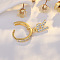 Brass Micro Pave Clear Cubic Zirconia Hoop Earrings, Golden, Letter R, 24x7mm