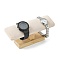 T-Bar Microfiber Cloth Display Stands, for Pendant & Necklace, with Bamboo Holder, Antique White, 19.8x8.8x5.8cm