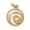 304 Stainless Steel Charms, with Jump Ring, Laser Cut, Flat Round with Vortex Charms, Golden, 14.5x11.5x1mm, Hole: 3.2mm