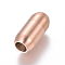 304 Stainless Steel Magnetic Clasps with Glue-in Ends, Matte, Column, Rose Gold, 19x9mm, Hole: 5mm