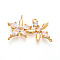 Brass Micro Pave Cubic Zirconia Chandelier Components Links, Flower, Nickel Free, Long-Lasting Plated, Real 18K Gold Plated, 15.5x23.5~25x3.5mm, Hole: 1.2mm
