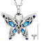 Stainless Steel Urn Ashes Necklace, with Rhinestone, 304 Stainless Steel Cable Chain Necklaces and Eye Pin, Light Sapphire, 21.38 inch(54.3cm), 1pc