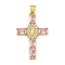 Rack Plating Brass Pave Cubic Zirconia Pendants, Lead Free & Cadmium Free, Real 18K Gold Plated, Real 18K Gold Plated, 33.5x21.5x3mm, Hole: 4mm