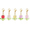 Handmade Lampwork Pendants Decorations, with Alloy Lobster Claw Clasps, Tulip, Mixed Color, 32mm