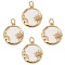 4Pcs Brass Micro Pave Clear Cubic Zirconia Pendants, with Shell & Jump Ring, Long-Lasting Plated, Flat Round with Moon & Sun, Real 18K Gold Plated, 17.5x16x3.5mm, Jump Ring: 5x1mm, 3mm Inner Diameter