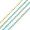 Brass Rhinestone Strass Chains, Rhinestone Cup Chain, Imitate Fluorescent Style, Raw(Unplated), Aquamarine, 2x2mm, about 23.62 Feet(7.2m)/Strand