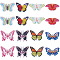 16Pcs 8 Style Printed Acrylic Pendants, Butterfly Charm, Mixed Color, 22~39x37.5~56x2~2.5mm, Hole: 1.4~2mm, 2pcs/style