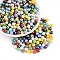 Glass Seed Beads, Rainbow Plated, Round, Mixed Color, 6x5~5.5mm, Hole: 1.2~1.4mm, about 1670pcs/pound