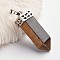 Bullet Brass Gemstone Pointed Pendants, Platinum, Tiger Eye, 44mm, Hole: 5x8mm