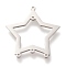 Non-Tarnish 304 Stainless Steel Chandelier Components Links, Polishing, Star, Stainless Steel Color, 35x32.5x1mm, Hole: 1.4mm and 1.2mm