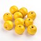 Natural Maple Wood Beads, Dyed, Round, Yellow, 19~20x17.5~18mm, Hole: 4.5mm, about 400pcs/1000g