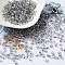 Transparent Glass Seed Beads, Half Plated, Two Tone, Round, Light Grey, 8/0, 3x2mm, Hole: 1mm