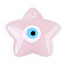 Handmade Lampwork Pendants, Star with Evil Eye, Pink, 38x38x5.5mm, Hole: 3.5mm