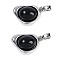 Black Glass Pendants, Brass Heart Charms, Platinum, 11.5x18x6mm, Hole: 3.5x2.5mm