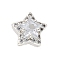 Brass Micro Pave Cubic Zirconia Beads, Silver, Star, 10x10.5x7.5mm, Hole: 2x2.5mm