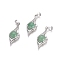 Natural Green Aventurine Pendants, with Platinum Tone Brass Findings and Crystal Rhinestone, Flower, 37.3x15x9.8mm, Hole: 7x4.5mm