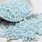 Macaron Color Opaque Frosted Glass Seed Beads, Peanut, Pale Turquoise, 6x3x3mm, Hole: 1.2mm, about 4000pcs/pound