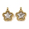 304 Stainless Steel Micro Pave Cubic Zirconia Charms, Star, Golden, 11x8.5x3.5mm, Hole: 1.5mm