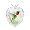 Heart Glass Pendant Necklaces, with Platinum Alloy Chains, Lime Green, Pendant: 23x25mm