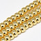 Electroplate Non-magnetic Synthetic Hematite Beads Strands, Rondelle, Golden Plated, 6x4mm, Hole: 2mm, about 97pcs/strand, 15.7 inch