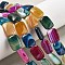Natural Banded Agate Beads Strands, Dyed & Heated, Rectangle, Mixed Color, 18x13x5mm, Hole: 1mm, about 10~11pcs/strand, 7.28''~7.87''(18.5~20cm)