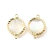 Brass Pave Natural White Shell Connector Charms, with Epoxy Resin, Golden, Flat Round, 19.5x14x3.5~4mm, Hole: 1.6mm