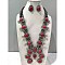 Oval Synthetic Turquoise Dangle Earrings & Pendant Necklaces, Alloy Jewelry Sets, FireBrick, 600~700mm