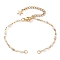 PVD Vacuum Plating 304 Stainless Steel Link Chain Bracelet Making, with Enamel, Lobster Claw Clasps & Chain Extender & Jump Rings, White, 6-3/8 inch(16.2cm)