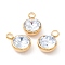 Ion Plating(IP) 304 Stainless Steel with K9 Glass, Real 18K Gold Plated, Ghost White, 13.5x10x6.5mm, Hole: 2.5mm