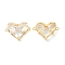 Brass Pave Cubic Zirconia Connector Charms, Heart Links, Cadmium Free & Nickel Free & Lead Free, Real 18K Gold Plated, Clear, 18.5x26x7.5mm, Hole: 1.6mm