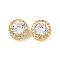 Brass Pave Cubic Zirconia Multi-Strand Links, Flat Round, Real 18K Gold Plated, Clear, 10.5x6.5mm, Hole: 1.6mm