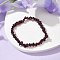 Natural Garnet Chips Beaded Stretch Bracelets for Women, Inner Diameter: 2-1/4~2-1/2 inch(50~52mm)