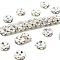 Brass Rhinestone Spacer Beads, Cadmium Free & Lead Free, Grade A, Wavy Edge, Silver Color Plated, Rondelle, Crystal AB, 8x3.8mm, Hole: 1mm
