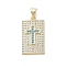 Real 18K Gold Plated Brass Micro Pave Cubic Zirconia Pendants, Cadmium Free & Nickel Free & Lead Free, Rectangle with Cross, Light Sky Blue, 24x13x2.5mm, Hole: 3.5x4.7mm