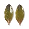 Opaque Resin Pendants, Leaf, Olive, 33.5x13.8x12mm, Hole: 0.9mm