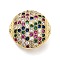 Brass Micro Pave Cubic Zirconia Beads, Flat Round, Rack Plating, Long-Lasting Plated, Lead Free & Cadmium Free, Real 18K Gold Plated, 15x8mm, Hole: 1.5mm