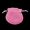 Velvet Bags, Calabash Shape Drawstring Jewelry Pouches, Hot Pink, 9x7cm